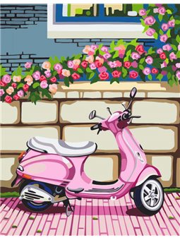 Набір, акрилова живопис по номерам, "Рожевий мопед", ROSA START N0001380