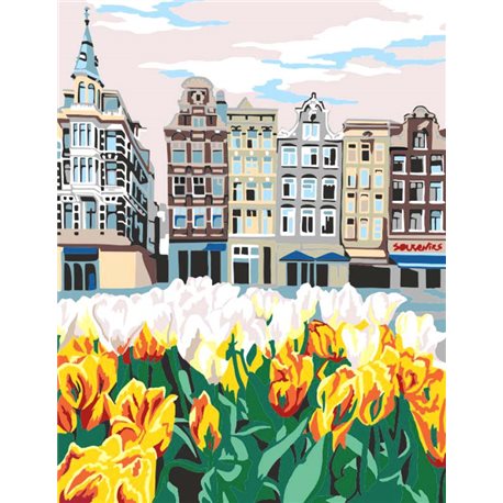 Набор, техника акриловая живопись по номерам, "Улочки Голландии", ROSA START N0001371
