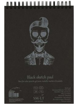 Альбом для рисунка на спирали AUTHENTIC (black) А5, 165г/м2, 20л, черная бумага, SMILTAINIS 5EB-20TS/BLACK