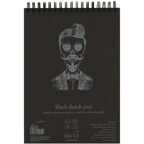 Альбом для малюнка на спіралі AUTHENTIC (black) А5, 165г / м2, 20л, чорна папір, SMILTAINIS 5EB-20TS/BLACK