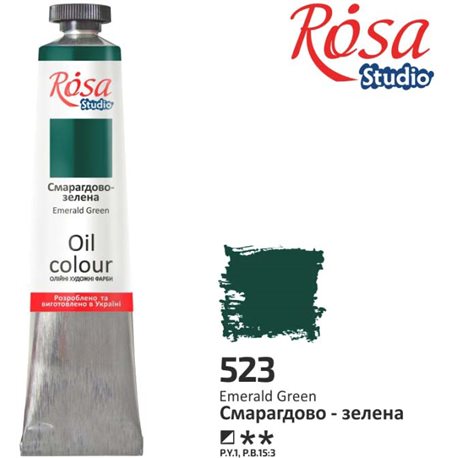 Фарба олійна, Смарагдовий-зелена, 60мл, ROSA Studio 326523