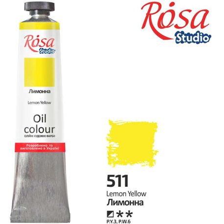 Краска масляная, Лимонная, 60мл, ROSA Studio 326511