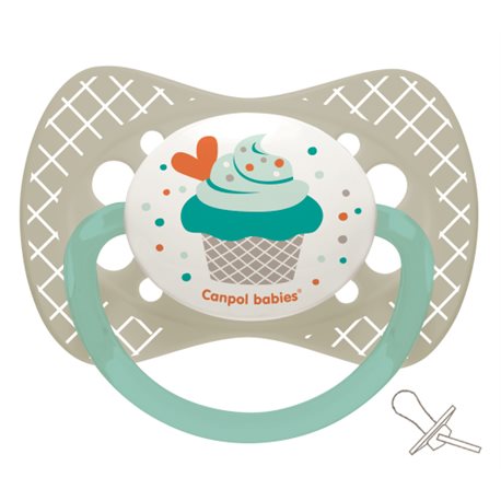 Canpol babies пустушкасиликонова симметричная 6-18 м-цев Cupcake - серая [23/283_grey]