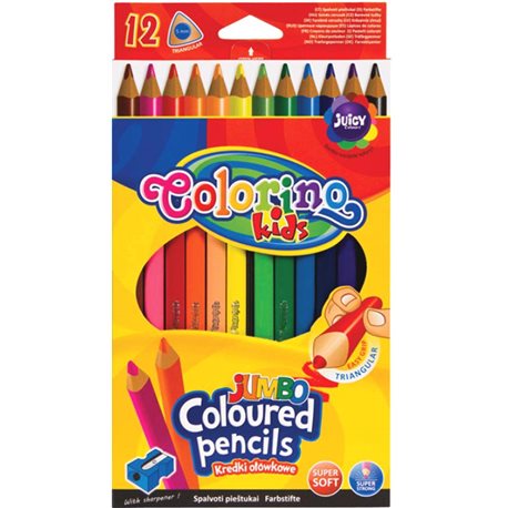 Олівці кольорові Colorino Jumbo 17.5 см з точила 12 кольорів [15530PTR/1]