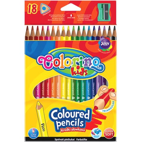 Олівці кольорові трикутні Colorino 18 кольорів [57431PTR]
