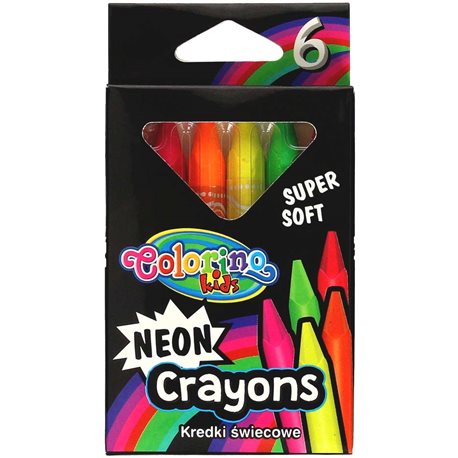 Олівці воскові трикутні Colorino 6 неонових кольорів [92050PTR]