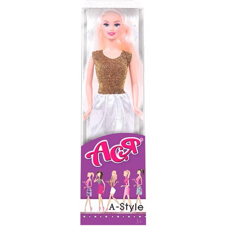 Лялька Ася А-стиль блондинка золота сукня 28 см [35128]
