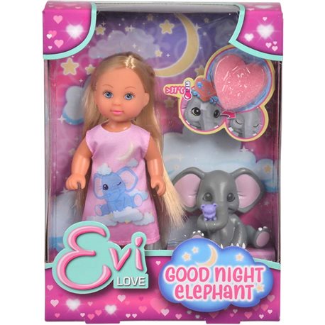 5733355 Кукольный набор Эви "Спокойной ночи" с слоненком и аксес., 3