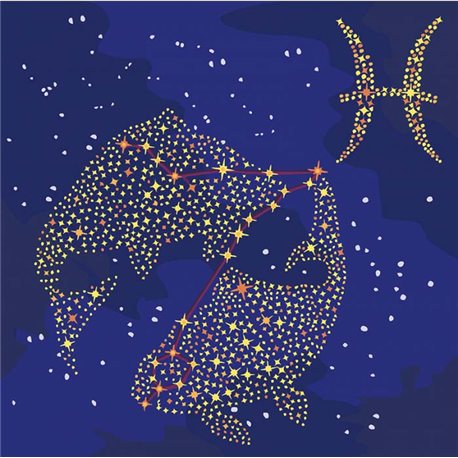 Картина по номерам - Звездный знак Рыбы с краской металлик (КН9502)