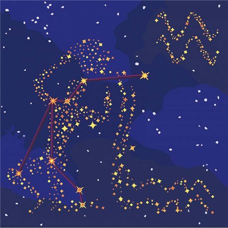 Картина по номерам - Звездный знак Водолей с краской металлик (КН9509)