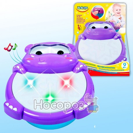 Детская игрушка светомузыкальный барабан Бегемотик 58156