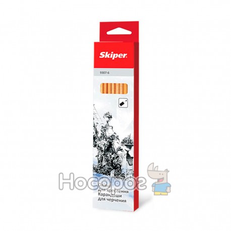 Карандаши простые Skiper 9307-6 разной твердости