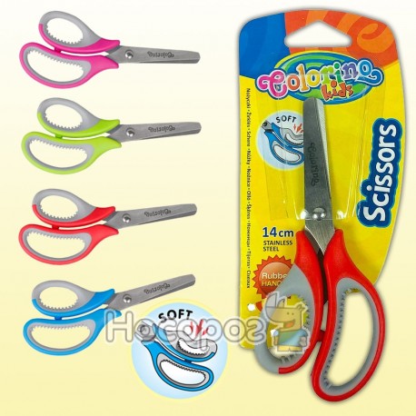 Ножницы Colorino с резиновыми ручками 37305PTR