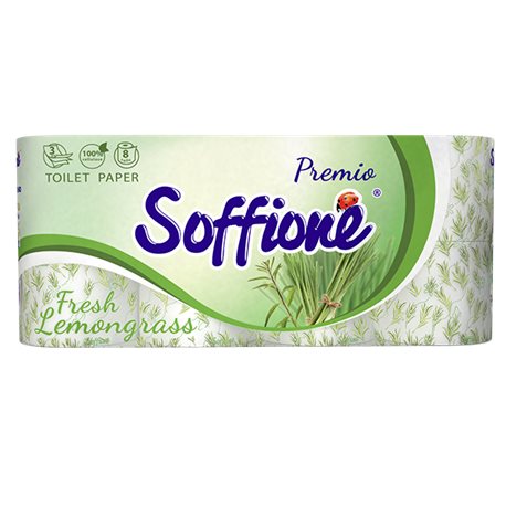 Туалетная бумага Soffione Fresh Lemongrass 3 слоя 8 рулонов (4820003833988)