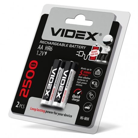 291802 Акумулятор Videx HR6/AA 2500mAh, 1.2V, 2шт уп
