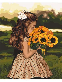 Картина по номерах "Дівчинка з соняшником" Ідейка (КНО4662)