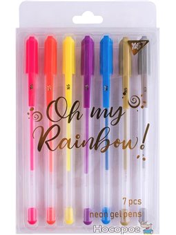 Ручки гелевые YES "Oh My Rainbow!", неон, набор 7шт. [Y-011P-7]