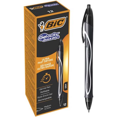Набір гелевих ручок BIC Gelocity Quick Dry Чорний 0.7 мм 12 шт (3086123494664)