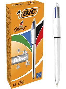Набір кулькових ручок BIC 4 Colours Shine Silver 1 мм 12 шт (3086123343979)
