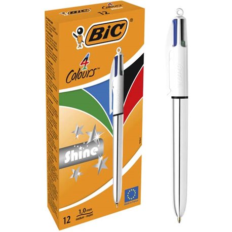 Набір кулькових ручок BIC 4 Colours Shine Silver 1 мм 12 шт (3086123343979)