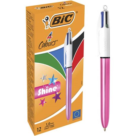 Набор шариковых ручек BIC 4 Colours Shine Pink 1 мм 12 шт (3086123502918)