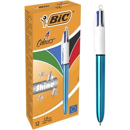 Набір кулькових ручок BIC 4 Colours Shine Blue 1 мм 12 шт (3086123494893)