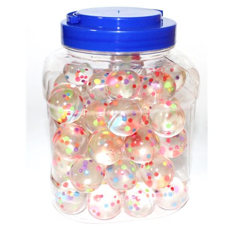 Попригунчик 862131 3см, прозорий із кольоровими кульками, в банці, Імп (60)