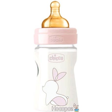 Пляшка для годування пластикова Chicco Original Touch з латексної соскою 0м + 150 мл Рожева (27610.10)