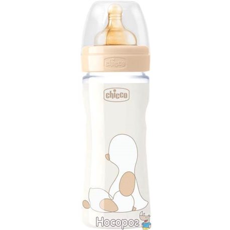 Пляшка для годування пластикова Chicco Original Touch з латексної соскою 2м + 250 мл Бежева (27624.30)