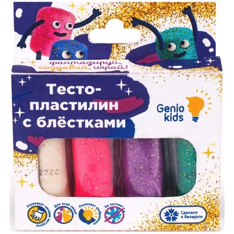 Набір для дитячих розваг «Тісто-пластилін 4 кольори з блискітками» DREAM MAKERS [TA1087]