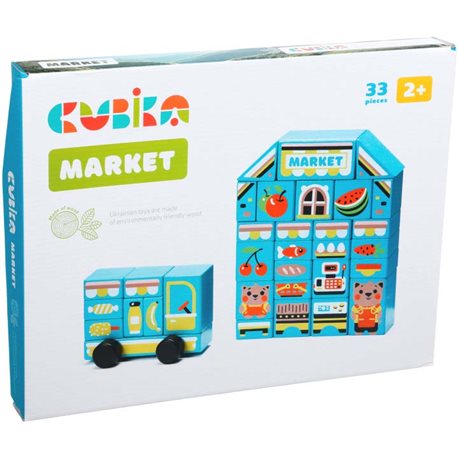 Деревянный конструктор Cubika Супермаркет 33 элемента (4823056515122)