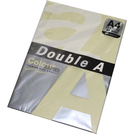 Папір кольоровий Double A А4 80г/м2, 25 аркушів, колір пастельний жовтий 3053