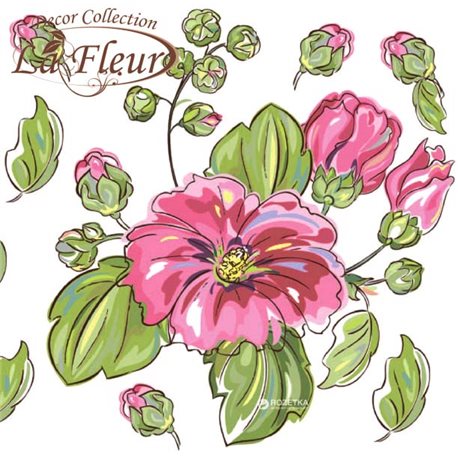 Серветки столові La Fleur двошарові 33х33 cм 20 шт Квітка аквареллю (4820164964033)