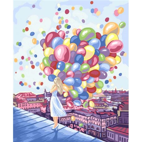Креативна творчість Картина за номерами на полотні" 40см*50см укр №3 Дівчинка з кульками KpN-01-03U"
