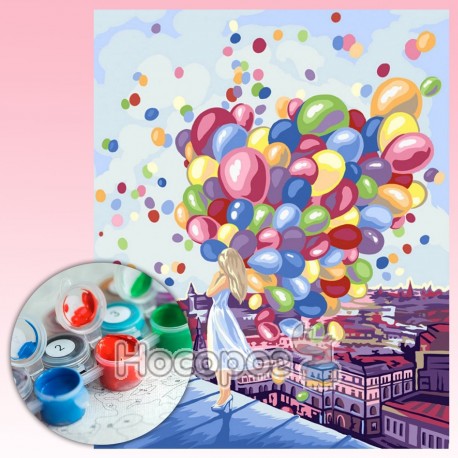 Креативное творчество Картина по номерам на холсте №3 Девочка с шариками KpN-01-03