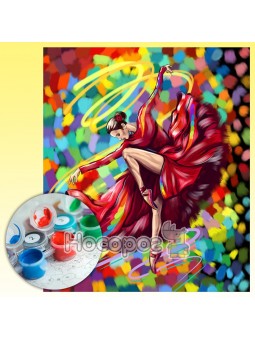 Креативное творчество Картина по номерам на холсте №5 Танцовщица в красном KpN-01-05