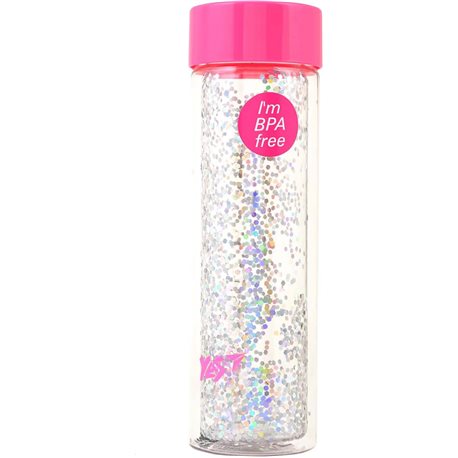 Бутылка для воды YES с блестками "Sparkle", 570мл, крышка розового цвета (707006) [5056137159000]
