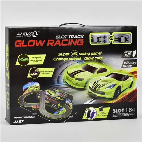 Автотрек Glow Racing JJ 87-2 (8) р/у, от сети 220V, 2 неоновые машинки, в коробке [6965200061951]