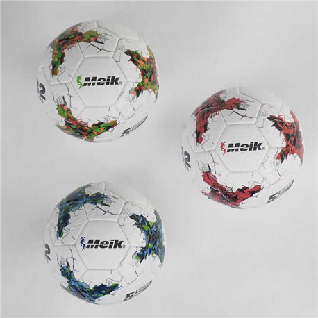 М'яч футбольний З 40043 (50) 3 види, розмір №5, вага 410 грам, балон з ниткою, матеріал TPU, клеєний, (поставляється накоченим н