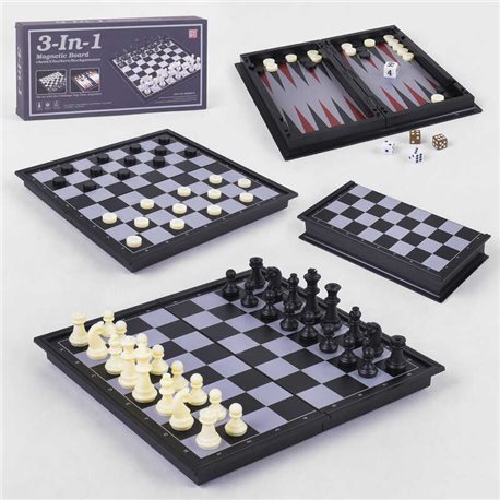 Шахматы магнитные QX 56810 (48) 3 в 1, нарды, шашки, в коробке [6968998300073]