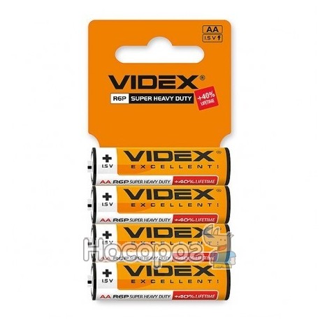 292793 Батарейки Videx сольові R06P/AA CARD 4шт (15)