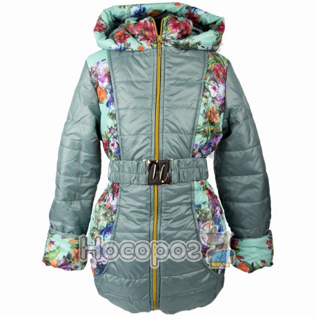 Куртка однотонна №2 с поясом и цветами для девочек