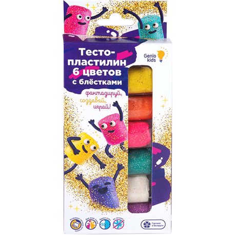 Набор для детской лепки «Тесто-пластилин 6 цветов с блёстками» TA1091 [4814723007453]