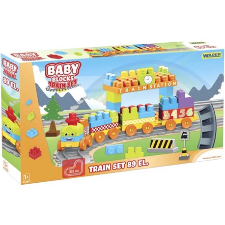 Конструктор Wader Baby Blocks Train Set Мої перші кубики Залізниця 335 см 89 елементів (41480) (5900694414808)