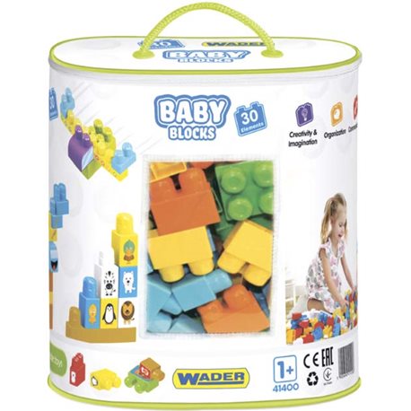 Конструктор Wader Baby Blocks Мои первые кубики 30 элементов в сумке (41400)