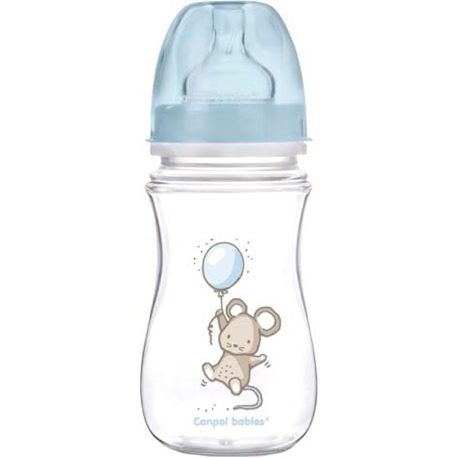 Пляшка з широким отвором антіколіковая Canpol babies Easystart Little Cutie 240 мл Блакитна (35/219 Блакитний)