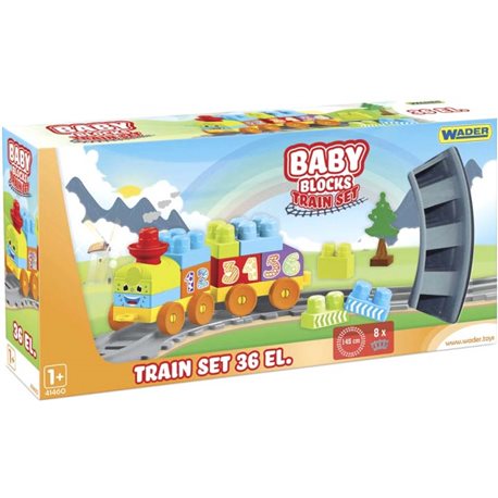 Конструктор Wader Baby Blocks Train Set Мои первые кубики Железная дорога 145 см 36 элементов (41460) (5900694414600)