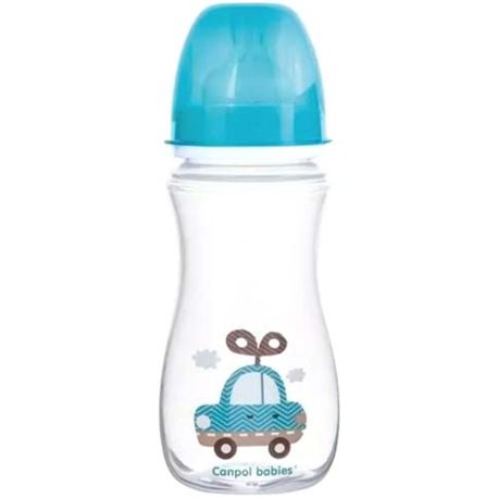 Пляшка з широким отвором, антіколіковую EasyStart, 300 мл, синя машина, Canpol babies (35 / 222_blu)