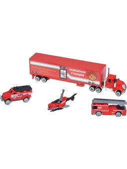 Набір машинок Same Toy Diecast Вантажівка з пожежно SQ80958-4Ut