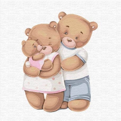 Картина по номерам - Счастливая семья медвежат (КНО2347)
